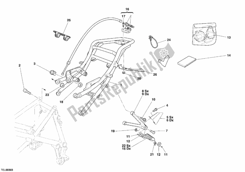 Alle onderdelen voor de Achterframe Biposto van de Ducati Superbike 749 S 2006